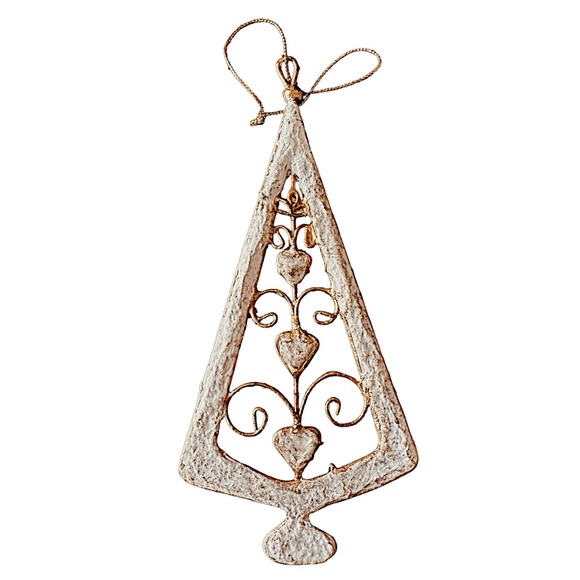 Handcrafted Christmas Ornament (lot of 7) Tree Shaped Rustic Distressed - Picture 3 of 3